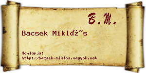 Bacsek Miklós névjegykártya