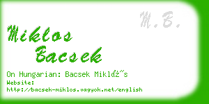 miklos bacsek business card